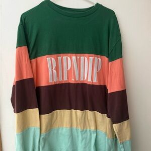RIPNDIP Colorblock Long Sleeve Shirt - Green, Orange, Brown